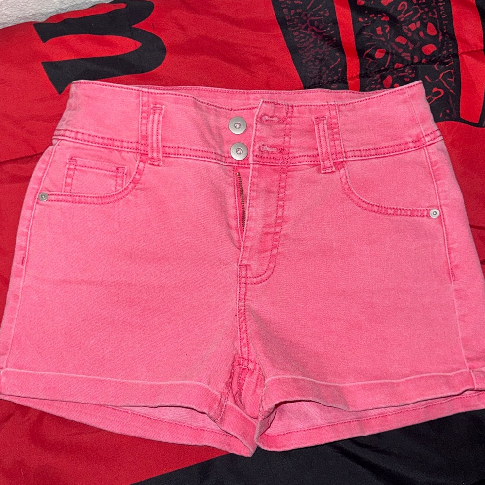 No Boundaries Pink High-Rise Denim Shorts